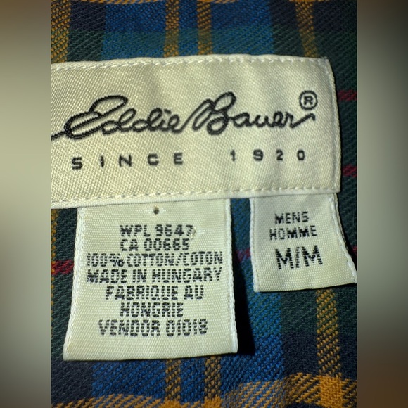 Eddie Bauer Men’s Medium Plaid Button-Down Shirt 100% Cotton Tartan - Picture 5 of 9